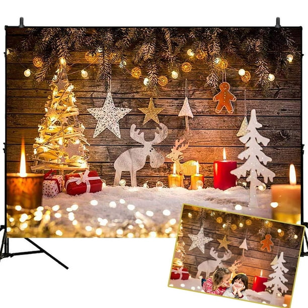 CdHBH 3x5ft Christmas Tree Decoration Happy Box lamp New Year Traditional Holiday Portrait Clothing Photography Background Cloth Photo Studio Photography Props Wallpaper Home Decoration 
